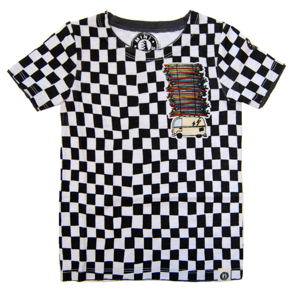 Surf Bus Checkered T-Shirt by: Mini Shatsu
