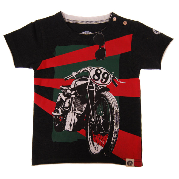 Vintage Moto Racer Baby T-Shirt by: Mini Shatsu