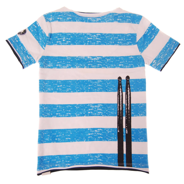 Summer Stripes Blue Drummer Baby T-Shirt by: Mini Shatsu