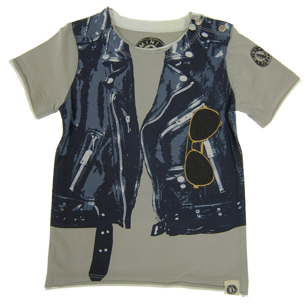 Midnight Blue Leather Vest Baby T-Shirt by: Mini Shatsu
