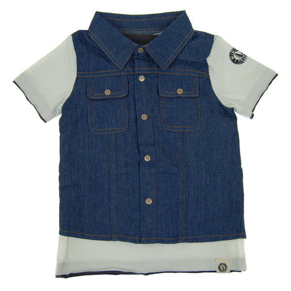Real Denim Vest Baby T-Shirt by: Mini Shatsu