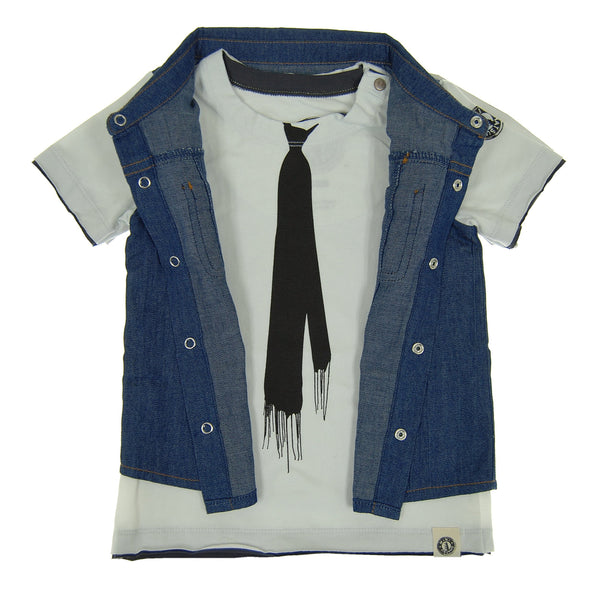 Real Denim Vest Baby T-Shirt by: Mini Shatsu