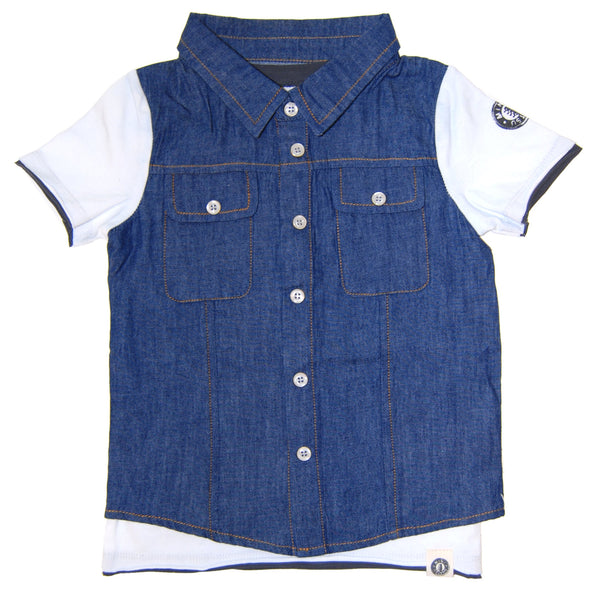 Real Denim Vest Scribble Tie Baby T-Shirt by: Mini Shatsu