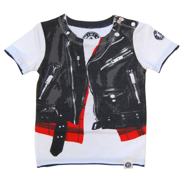Wild Child Tiger Leather Plaid Vest Baby T-Shirt by: Mini Shatsu