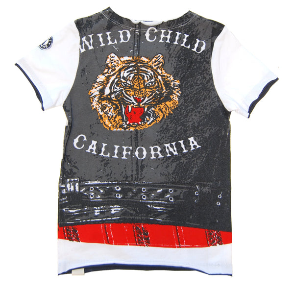 Wild Child Tiger Leather Plaid Vest T-Shirt by: Mini Shatsu