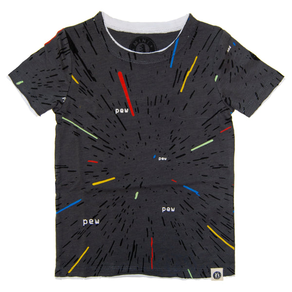 Pew Pew Galaxy Battle Baby T-Shirt by: Mini Shatsu