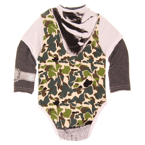 Camouflage Hooded Vest Bodysuit by: Mini Shatsu