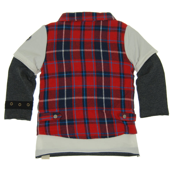 Red Plaid Vest Baby Twofer Shirt by: Mini Shatsu