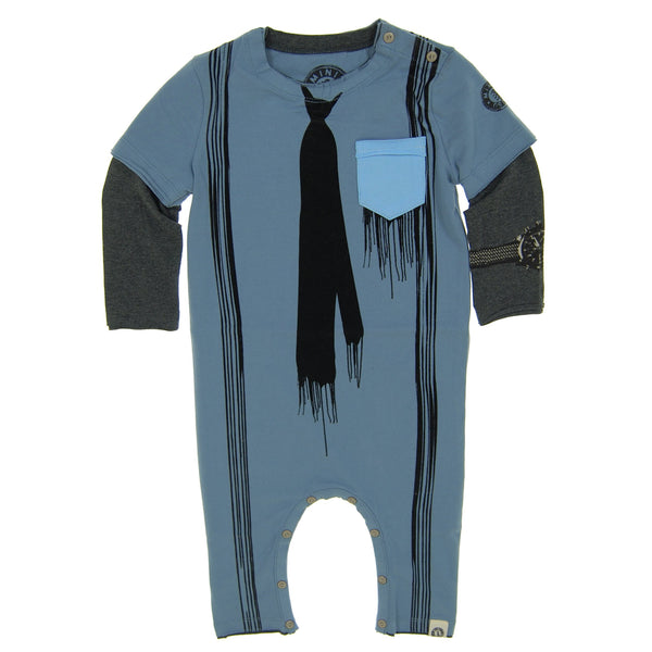 Paint Drip Tie & Suspenders Baby Romper by: Mini Shatsu