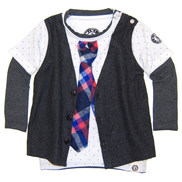 Tweed Vest Tie Twofer Baby T-Shirt by: Mini Shatsu