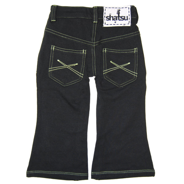 Black-Green Franco French Terry Baby Jeans by: Mini Shatsu