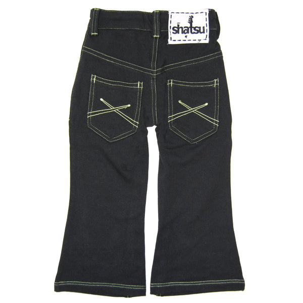 Black-Green Franco French Terry Jeans by: Mini Shatsu