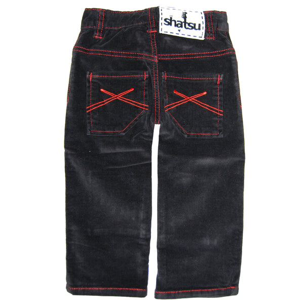 Black-Red Roy Corduroy Baby Jeans by: Mini Shatsu