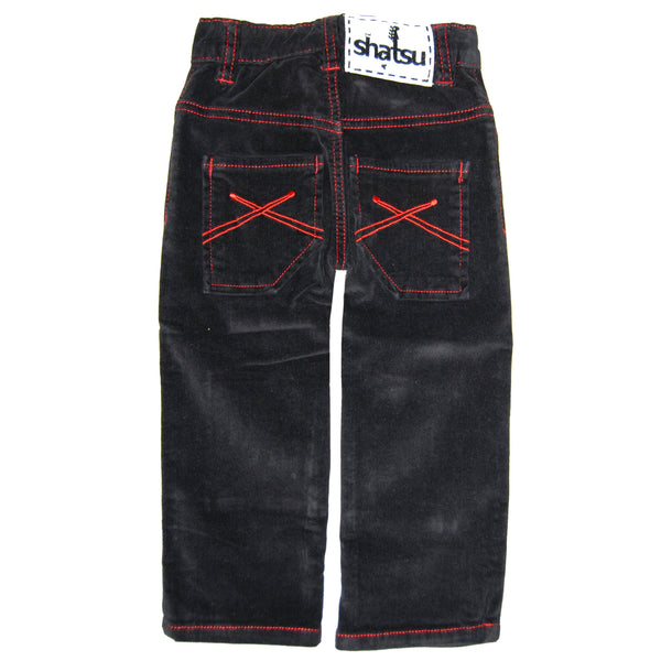 Black-Red Roy Corduroy Jeans by: Mini Shatsu
