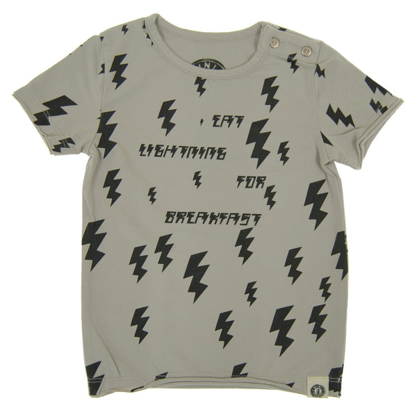 Lightning For Breakfast Baby T-Shirt by: Mini Shatsu Essentials