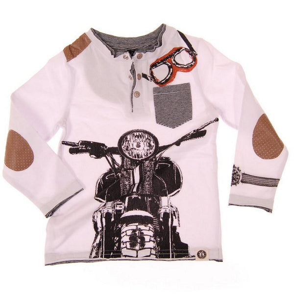 Vintage Biker Baby Long Sleeve Henley Shirt by: Mini Shatsu