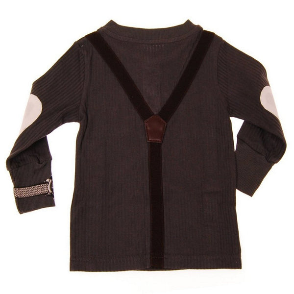 Bow Tie Suspenders Long Sleeve Baby Henley Shirt by: Mini Shatsu
