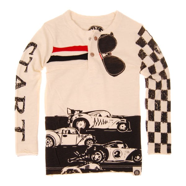 Checker Racers Baby Henley Shirt by: Mini Shatsu