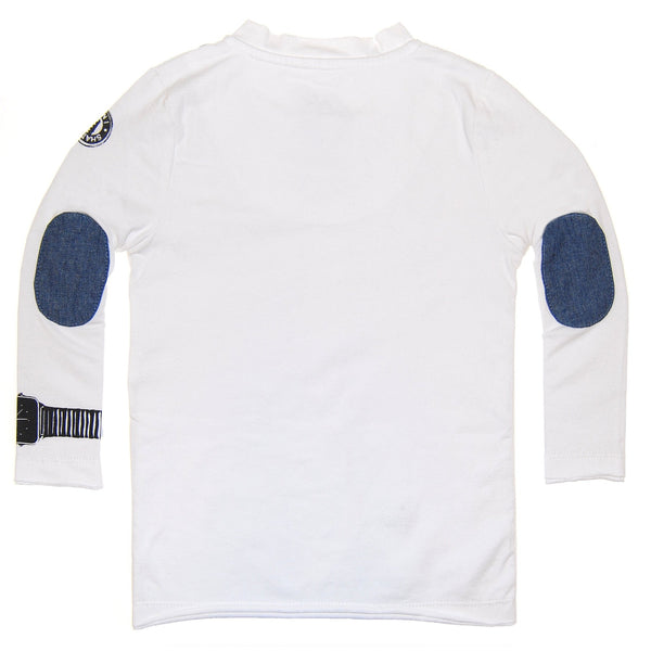 Ruffled Bow Tie Henley Baby Shirt by: Mini Shatsu