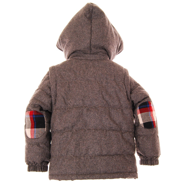 Hint of Plaid Hooded Puffy Jacket by: Mini Shatsu