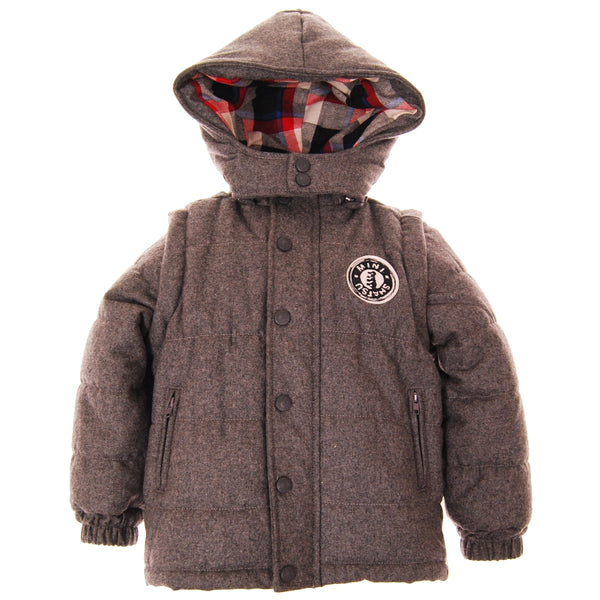 Hint of Plaid Hooded Puffy Jacket by: Mini Shatsu