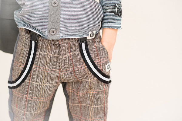 Tweed-Herringbone Suspender Baby Pants by: Mini Shatsu