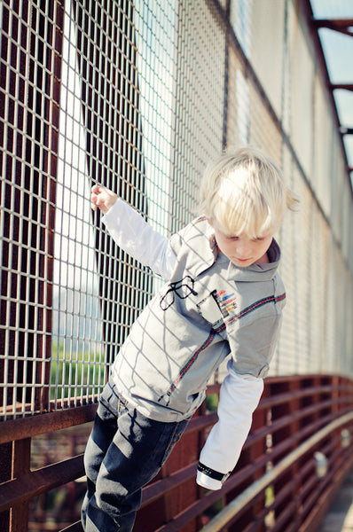 Boy Genius Grey Long Sleeve Polo Bodysuit by: Mini Shatsu