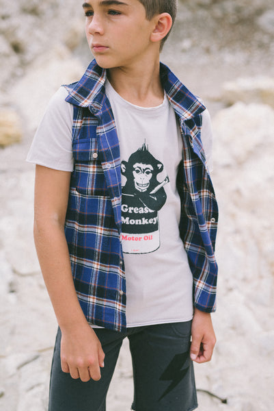 Grease Monkey Real Plaid Vest T-Shirt by: Mini Shatsu