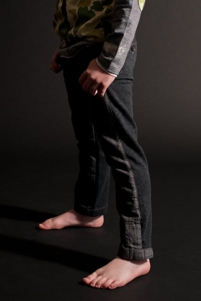 Two-Face Herringbone-French Terry Pants by: Mini Shatsu