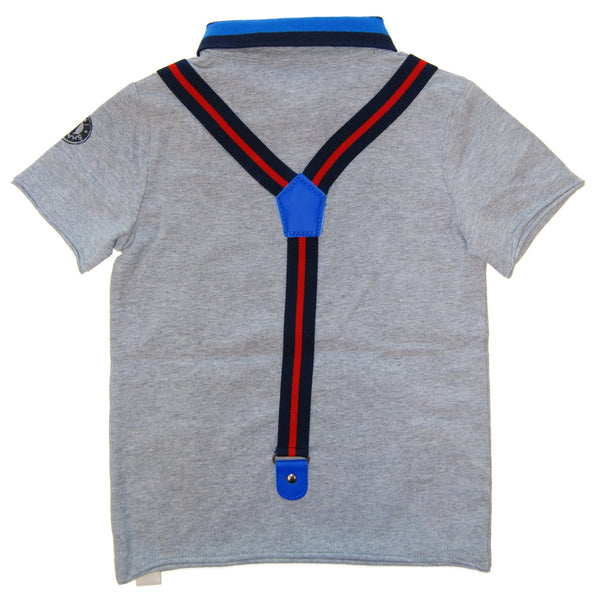 Silk Bow Tie Suspender Polo Shirt by: Mini Shatsu
