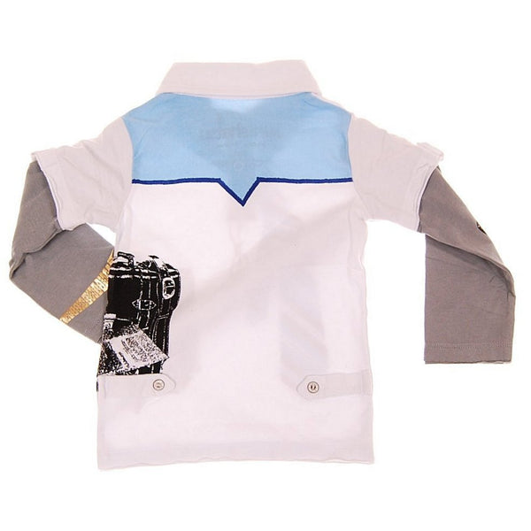 Young CEO Blue Tie Baby Long Sleeve Polo Shirt by: Mini Shatsu