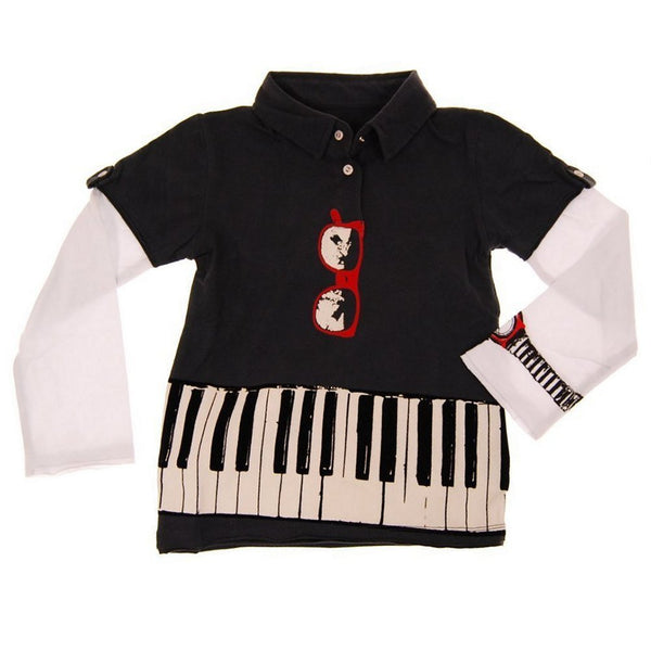 Keyboardist Long Sleeve Baby Polo Shirt by: Mini Shatsu