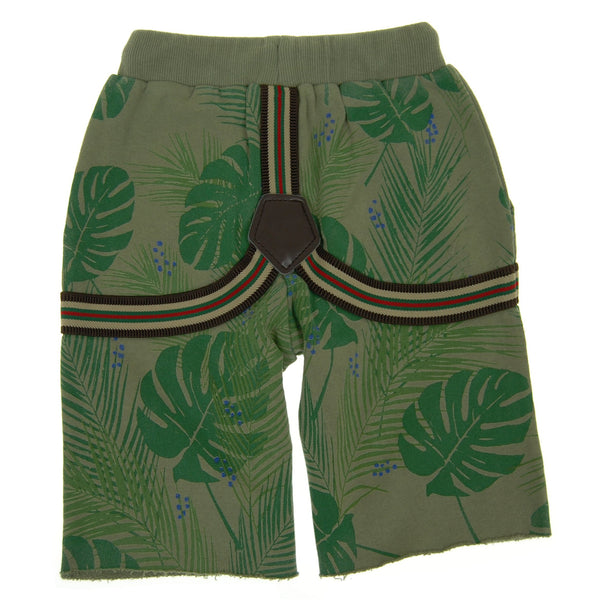Tropical Forest Suspenders Shorts by: Mini Shatsu