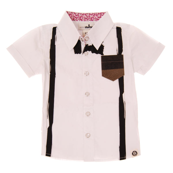 Painted Bow Tie Suspenders Button Down Shirt by: Mini Shatsu