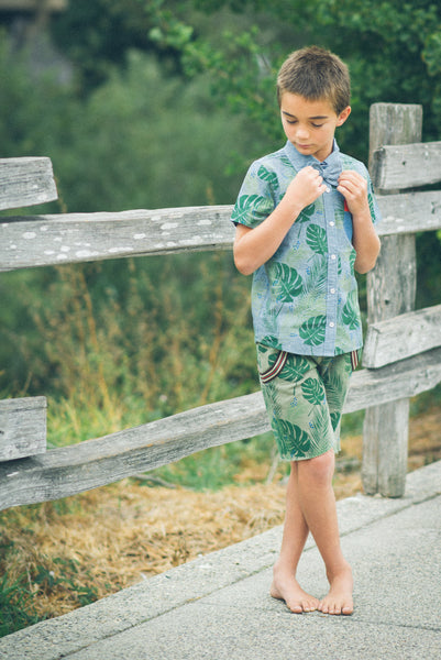 Tropical Forest Bow Tie Baby Button Down Shirt by: Mini Shatsu