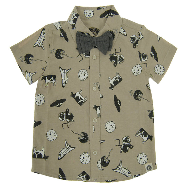 Out Of This World Bow Tie Button Down Shirt by: Mini Shatsu