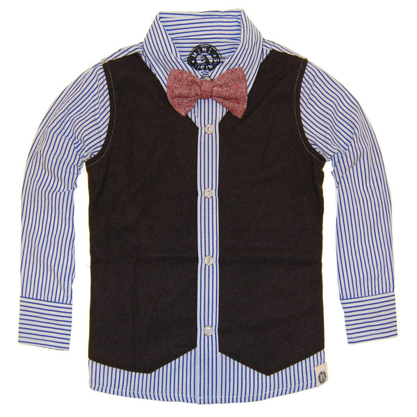 Tweed Vest Bow Tie Button Down Baby Shirt by: Mini Shatsu